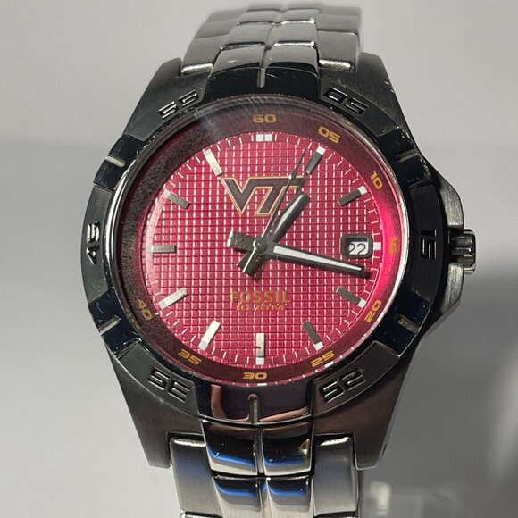 Virginia Tech Hokies NCAA Stainless-Steel Men's Watch by Fossil NEW (RARE) - Picture 5 of 6